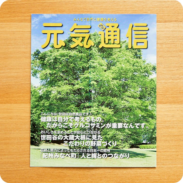世田谷自然食品初の会報誌「元気通信」の表紙